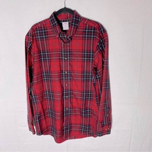 Brooks Brothers Red Black Plaid Long Sleeve Casual Button Up Shirt M - Picture 12 of 12